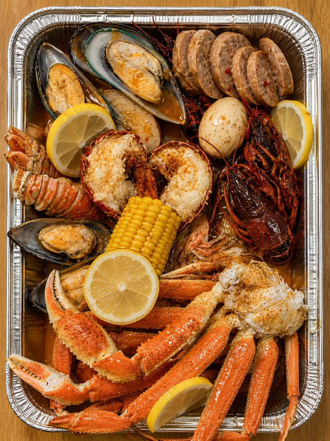 Seafood Boil Tray at Union Seafood, Seafood Restaurant in Troy